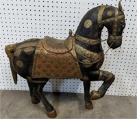 Hand Carved Brass Accented Arabian Horse