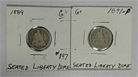 1889 & 1891  Seated Liberty Dimes  G
