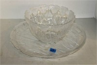 TULIP ETCHED BOWL AND PLATTER
