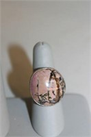 SILVER RING WITH MARBLED STONE