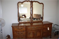 Antique French Provincial dresser and mirror