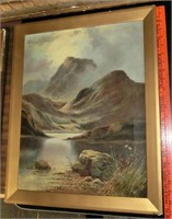 Misty Mountain lake oil signed Campbell c.1890
