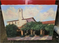 Spanish church oil on canvas by M. Wiesehan