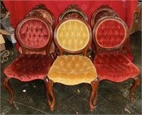 6 Victorian style walnut rose back chairs
