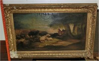 Sheep herder asleep w/sheep oil painting 1886