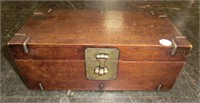 Chinese walnut brass strapped letter box with