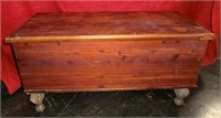 Cedar blanket bench w/ornate iron legs