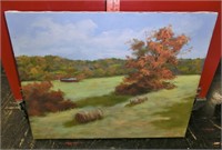 M. Wiesehan oil painting rolled hay/orange trees