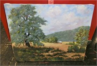 M. Wiesehan oil painting blue/green trees 14"x18"
