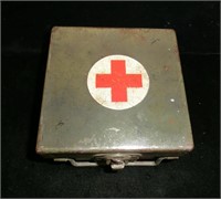 4 3/4" square military metal First Aid box with