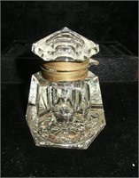 cut crystal ink well 3 1/2" tall with ornate