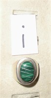 sterling ring with inlay oval malachite size 12