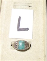sterling cigar band with square turquoise stone