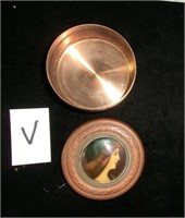round bronze dresser box with enameled portrait 2