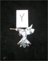 sterling and abalone shell humming bird  brooch
