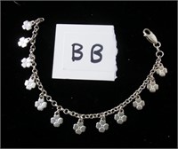 sterling bracelet with flower shaped charms