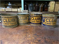 4 Club Chewing Tobacco Tins