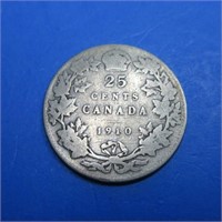 1910 SILVER 25 CENTS CANADA