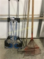 2 rakes & rolling dolly
