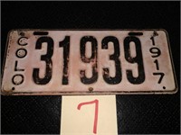 1917 Colorado License Plate