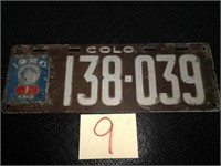 1920 Colorado License Plate