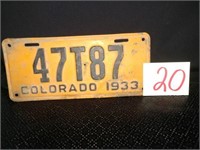 1933 Colorado License Plate