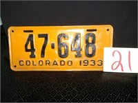 1933 Colorado License Plate