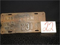 1936 Wyoming Permit Plate