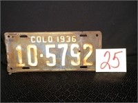 1936 Colorado License Plate