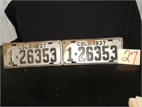 1937 Colorado License Plate