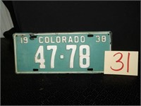 1939 Colorado License Plate