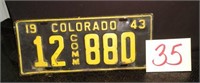 1943 Colorado License Plate