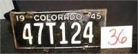 1945 Colorado License Plate
