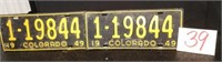 Pair of 1949 Colorado License Plates