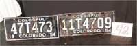 Two 1954 Colorado License Plates