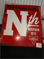 Vintage Conoco Nth Motoroil Two Sided Sign