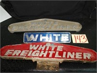 3 White & White Freightliner Emblems