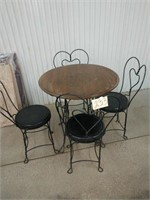 Vintage Ice Cream Set, Table & 4 Chairs