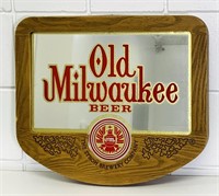 Old Milwaukee Beer Mirror, 19” x 16.5” x 2” thick