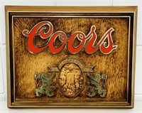 1986 Coors Sign, Plastic, 19” x 15”
