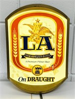 1984 LA Beer Lighted Sign, Works, 12” x 9”