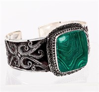 Jewelry Sterling Silver Malachite Cuff Bracelet
