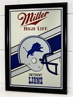 Miller Detroit Lions Beer Mirror, 19.5” x 14.5”