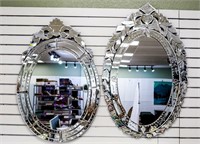 Lot of Two Ornate Contemporary Frameless Mirrors
