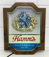 Hamm’s Beer Lighted Sign, Works, cracks in front