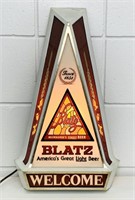 Blatz Beer Lighted Welcome Sign, 21” x 12”
