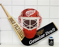 Miller MGD Beer Tin Hockey Sign