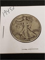 1943d Walking Liberty  Half Dollar 90% Silver