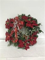 Christmas Wreath w/ Red Poisettias by Jerri Prose