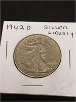 1942d Walking Liberty  Half Dollar 90% Silver